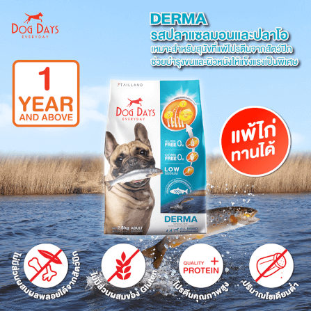 อาหารเม็ดสำหรับสุนัข DOG DAYS เกรดโฮลิสติก รสปลา สูตร DERMA (2.8 KG)_2